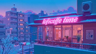 A Quiet Winter Coffee Shop Above the City  Soft Lofi Music for Calm Nights Focus and Relax.