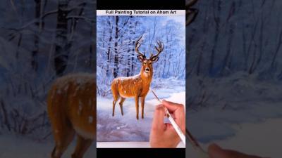 Acrylic Painting  REALISTIC Deer  Forest Painting Tutorial