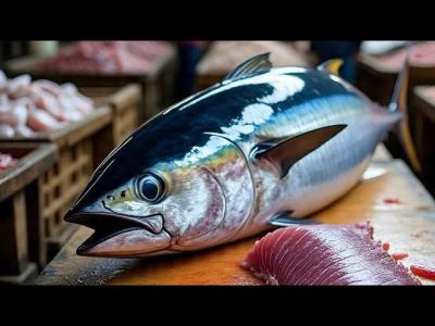 Everyday of My Life Exploring Sorong Fish Market live broadcast of yellowfin tuna cutting