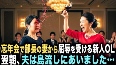 新人OLに暴言を吐きワインをぶっかけた人事部長の妻翌朝夫は島流しにされていました