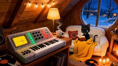 Snowy Night Tape Synth Ambient  Warm Attic Mix for Work Reading  Calm Thinking 