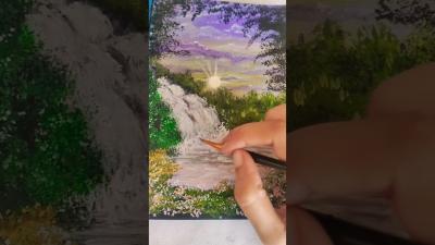step by step landscape painting tutorial  shorts