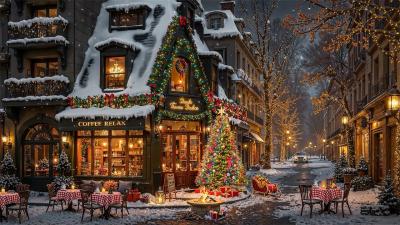 Sweet Christmas Jazz Instrumental Music for Good Mood Cozy Street Christmas Cafe Corner  Snowfall