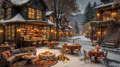 Warm Winter Jazz Piano Music  Cozy Winter Night Coffee Shop Ambience  Snowfall for Work Study