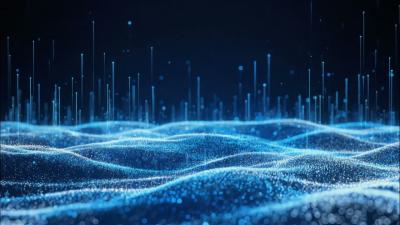 Abstract Blue Particle Wave Audio Visualizer Bars Glow Seamless Motion Background Video Loop 4K