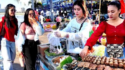 AMAZING Walking Tour in CAMBODIAN Street Food 2026  Walk Explore Reverside Market Phnom Penh City