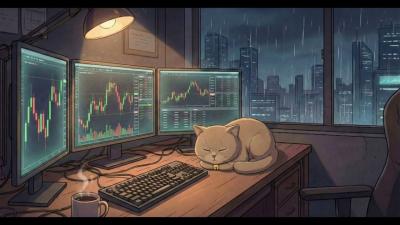 Deep Focus Lofi for Trading  Coding  Night City Ambience with cat
