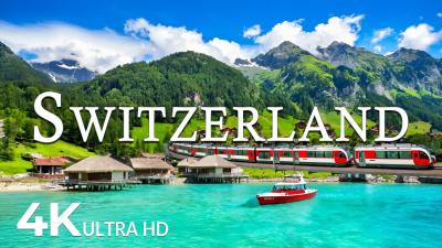 FLYING OVER SWITZERLAND 4K UHD  Soothing Music Along With Beautiful Nature Video  4K Video UHD