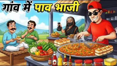 गव क पव भज GAON KA PAV BHAJI  HINDI KAHANIYA  CARTOON STORY  HINDI STORIES  LALCHI KAHANI