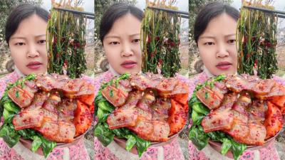 Lets Eat with Jin  Rural Fried Bacon Pork Home Cooking Eating Show  So Crispy  Delicious