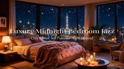 Luxury Midnight Jazz in a City Bedroom Soft Piano  Candlelight for Deep Relaxation  Sleep