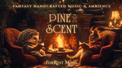  Magical Pine Scent  Reading Ambience  Soft Fantasy Music With Hedgehog  Squirrel By The Fire