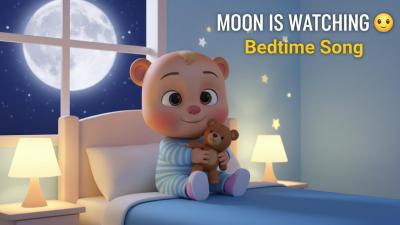 Moon Is Watching Over You  Bedtime Song for Kids with Chiku 