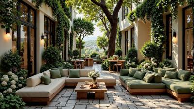 Peaceful Garden Café Jazz Cozy Outdoor Courtyard Ambience and Soft Jazz for Study Work and Relax
