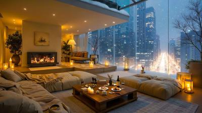 Relaxing Jazz Night by the City Luxury Apartment Ambience with Soft Piano Jazz for Work Focus