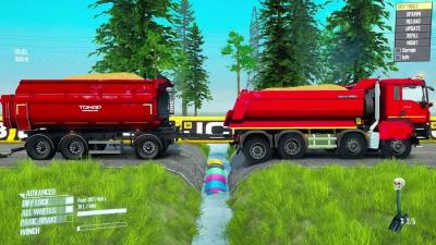 Spintires Mudrunner  Double Trailer Truck Mud Wrestling Match Day183