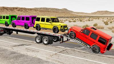 TRANSPORTING PIXAR CARS  FRUITS WITH COLORED  JOHN DEERE vs CLAAS vs TRACTORS  BeamNG.drive 962