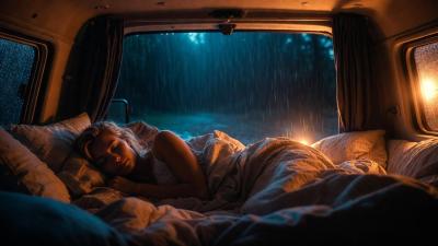 Trapped in the Rain Inside My Campervan  Cozy Storm Ambience 4K UHD