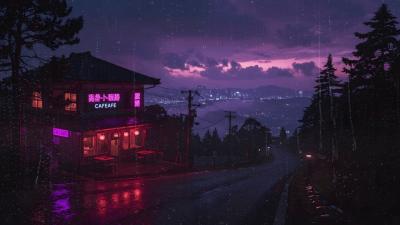 327 AM Quiet Roads Distant City Lights Rainy Night Lofi