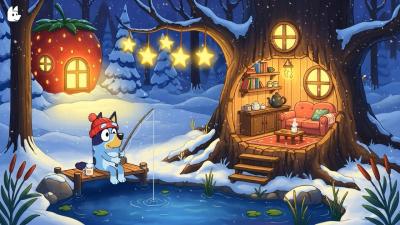 Blueys Peaceful Winter Evening  Soft Lofi Beats for Relaxing Relax  Unwind Snowy Day