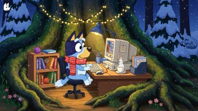 Blueys Peaceful Winter Workspace Cozy Lofi Beats to Study  Focus Soft Winter Lofi Ambience