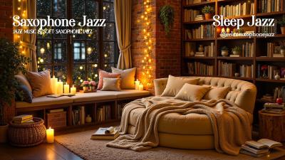 Cozy Reading Nook Ambience at Night with Soft Saxophone Jazz for Sleep Background Chillout Music