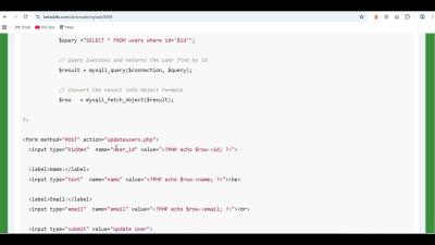 Exercise 4 Edit  Update User Data  CRUD Operations in PHP Beginner Tutorial