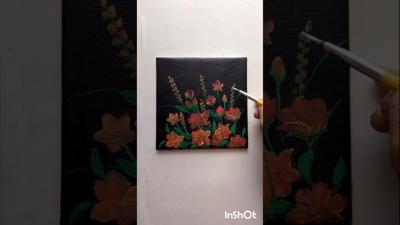  flower on black canvas shorts beautiful painting art youtubeshorts rilexing shortsviral