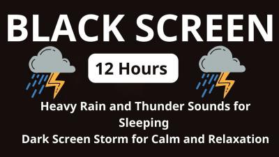  Heavy Rain and Thunder Sounds for Sleeping 10 Hours Relaxing Rainstorm Ambience Black Screen 