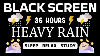  Heavy Rain and Thunder Sounds for Sleeping  Dark Screen Relaxing Rainstorm Ambience