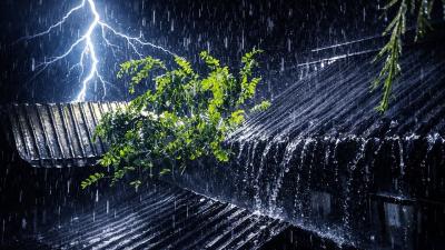 Heavy Rain on Tin Roof with Thunder Sounds  Storm Ambience