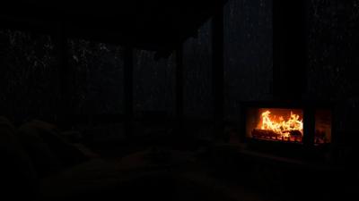 No Ads  Soothing Rain  Thunder Sounds Warm Fireplace Ambience for Deep Sleep  Relaxation