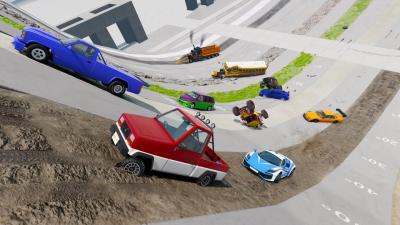Racing Random Cars up Huge Ramp