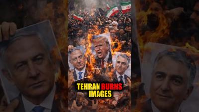 Tehran Protest Sends Message by Burning Trump and Netanyahu Images