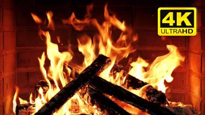  Winter Fireplace 4K UHD 12H Crackling Fire Sounds  Cozy Ambience