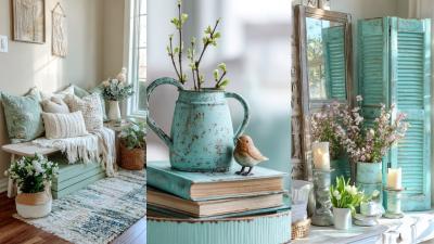 BudgetFriendly Mint Green Spring Farmhouse Decor  DIY  Repurposed Ideas for a Cozy Rustic Home
