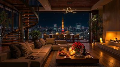 Cozy Apartment Ambience in Tokyo Ethereal Jazz Saxophone Music for Stress Relief Relax  Sleep