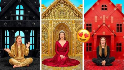 DIY HACKS vs VIP STYLE  Extreme Room Makeover Battle  Cardboard Ideas