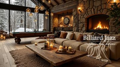 Relaxing Jazz Background Music in Cozy Billiard Hall  Cozy Fireplace  Smooth Jazz for Relax Focus