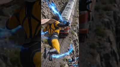 Superhero Train Rescue Epic Action Scene aivideo youtubeshorts cinematicai