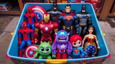 Toy box full of SuperheroesSiderman and hulkman Superhero Action Scene Cinematic Scene