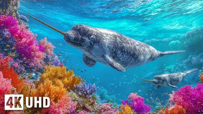 4K Underwater Galaxy  Magical Sea Life  Calming Nature Sounds  Sea Animals For Relaxation
