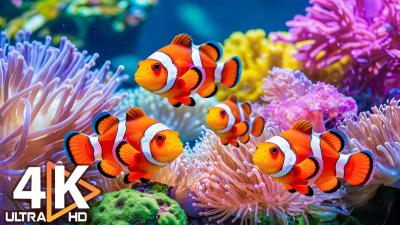 Aquarium 4K VIDEO ULTRA HD  Beautiful Coral Reef Fish  Jellyfish  Relaxing Music for Sleep 18