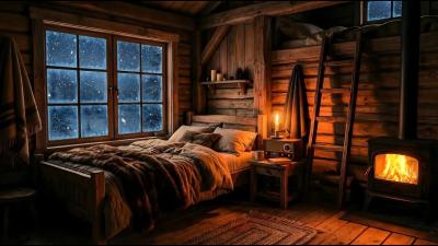 Blizzard Sounds for Sleeping Cozy Winter Ambience Blowing Snow  Fireplace Sounds