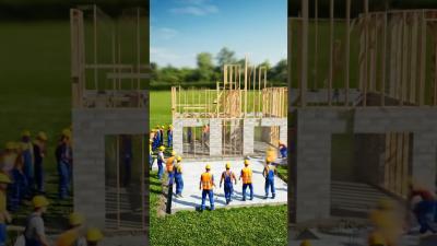 BUILDING A HOUSE IN 8 SECONDS Satisfying 3D Timelapse ModernHouse
