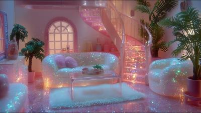 inside barbies dreamhouse 80s90s nostalgic ambience