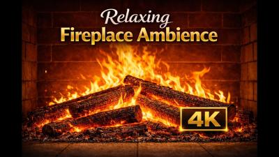 Relaxing Fireplace Ambience 4K  Rahatlatıcı Şömine Ambiyansı  Fire Sounds