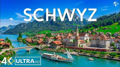 Schwyz Switzerland 4K  Alpine Lakes Mountain Villages  Scenic Nature Views  Video 4K UHD