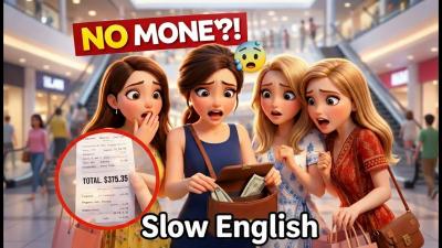 Shopping with friends Disaster We Had No Money  Slow English Story