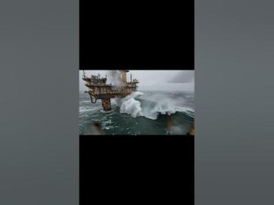 Terrifying Moment Massive Storm Attacks Oil Platform ocean disaster waves